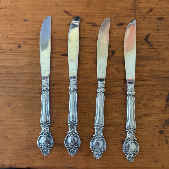 Rogers Stanley Roberts SRB199 Stainless Steel Dinner Knife Lot Of 4 Floral - Picture 2 of 2